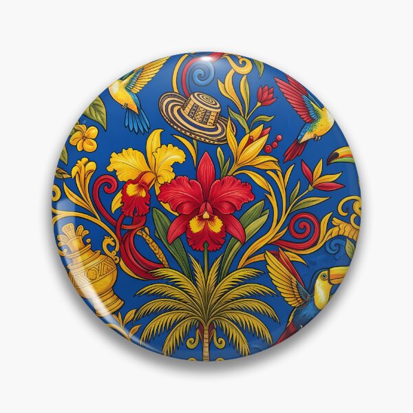 Item preview, Salsa Vibrant Colombian Folk Art Tropical Floral Pattern designed and sold by ART ATTACK ZONE.