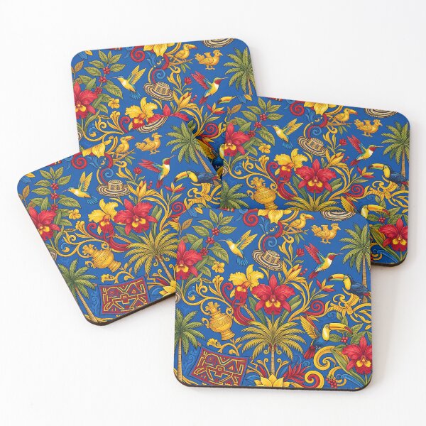 Item preview, Salsa Vibrant Colombian Folk Art Tropical Floral Pattern designed and sold by ART ATTACK ZONE.