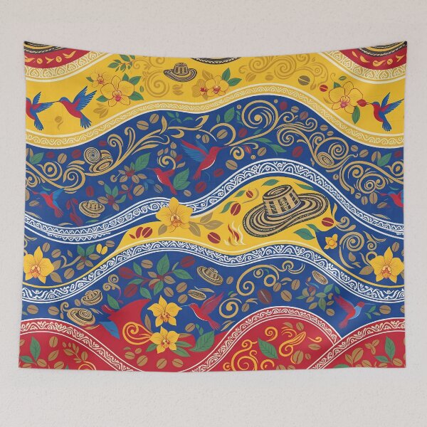 Item preview, Andes Vibrant Colombian Folk Art Tropical Floral Pattern designed and sold by ART ATTACK ZONE.