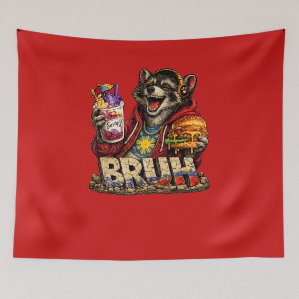 Item preview, "BRUH" Filipino Raccoon - Halo Halo and Burger! designed and sold by FlipFlopTeesCo.