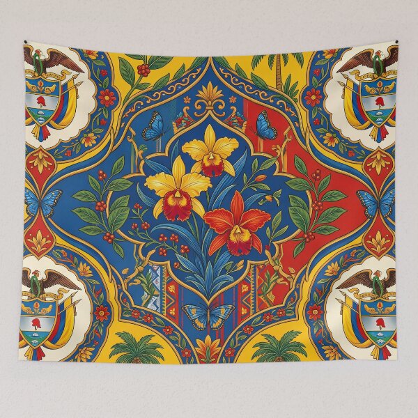 Item preview, Carnival Vibrant Colombian Folk Art Tropical Floral Pattern designed and sold by ART ATTACK ZONE.