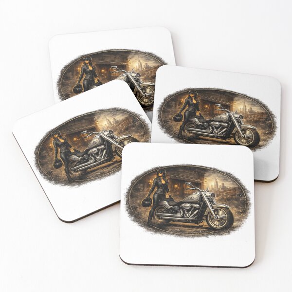 Item preview, Motociclista femenina con una motocicleta clásica tipo cruiser. designed and sold by TorqueTheoryLab.