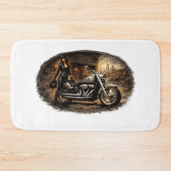 Item preview, Female Biker with Classic Cruiser designed and sold by TorqueTheoryLab.