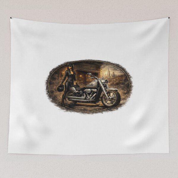 Item preview, Female Biker with Classic Cruiser designed and sold by TorqueTheoryLab.