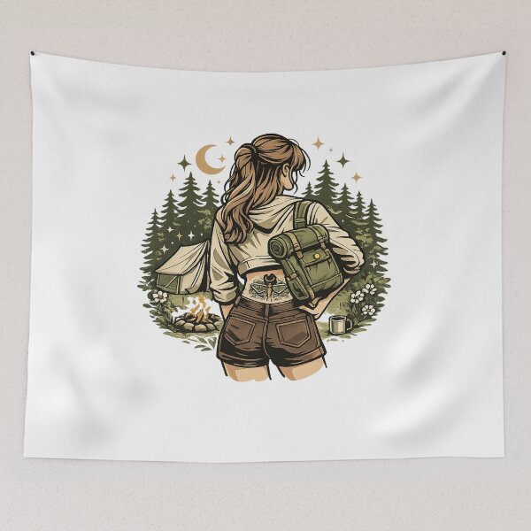Item preview, Solo Female Camper Under Moonlight designed and sold by TorqueTheoryLab.
