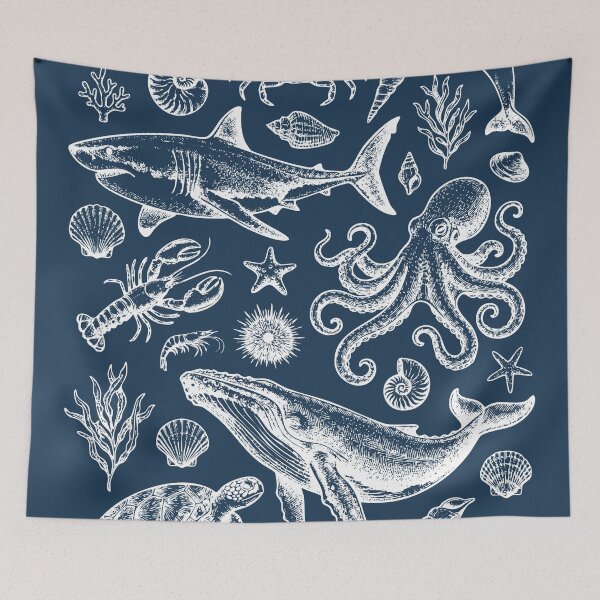 Item preview, Ocean Creatures Vintage Style Ocean Life designed and sold by aponwao.