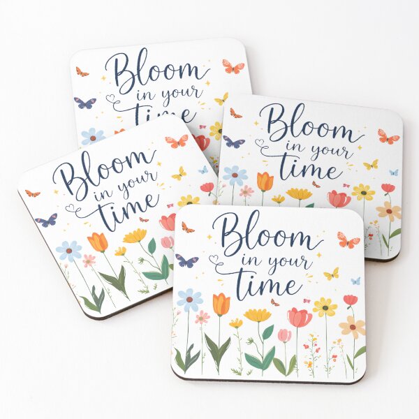 Item preview, Bloom in Your Time | Inspirational Floral Quote with Butterflies designed and sold by InnerFaith.