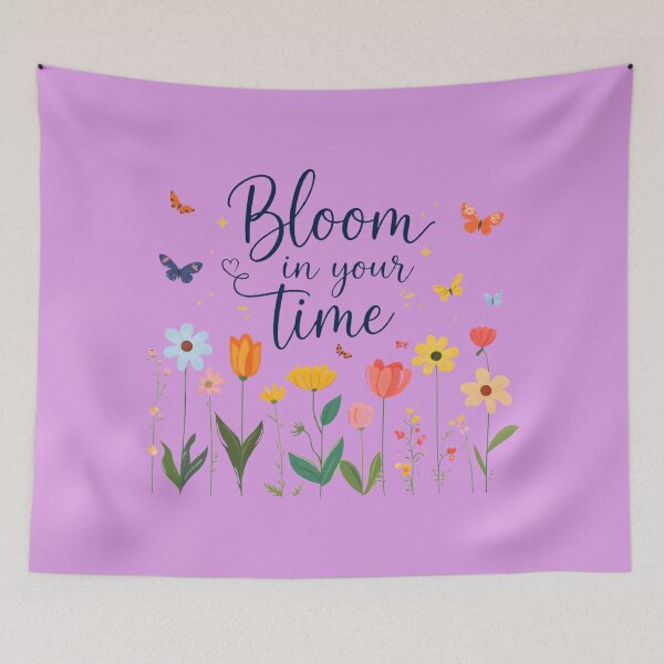 Item preview, Bloom in Your Time | Inspirational Floral Quote with Butterflies designed and sold by innerfaith.