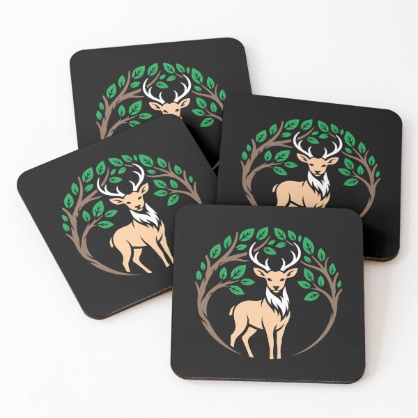 Item preview, Majestic Stag Forest Wreath Solid Block Illustration designed and sold by ZUMERI.