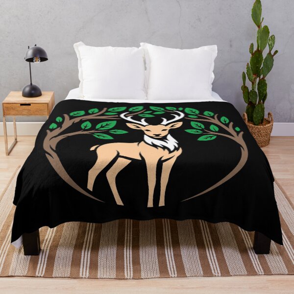 Item preview, Majestic Stag Forest Wreath Solid Block Illustration designed and sold by ZUMERI.