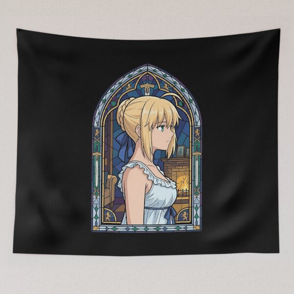 Item preview, Saber Fate Stay Night Fireplace Stained Glass Noble Scene designed and sold by mildaclairmo.