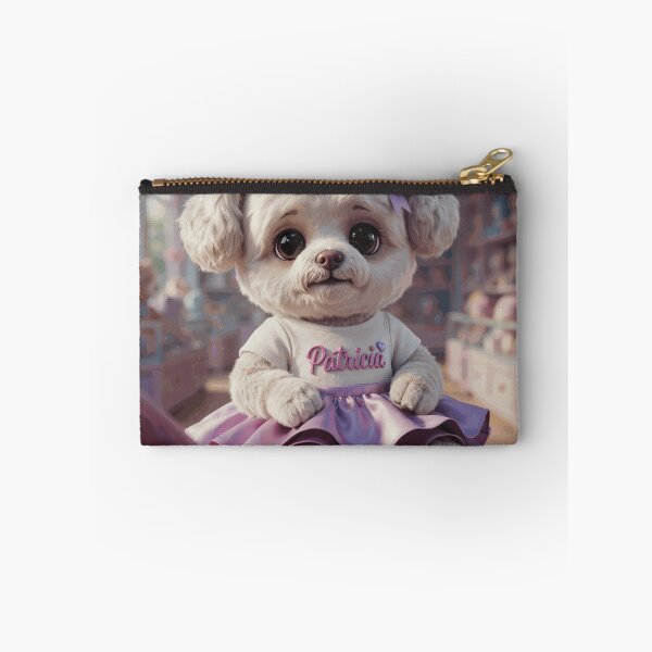 Item preview, Cute Patricia Princess Puppy Wearing a Golden Crown and Purple Bow Dress designed and sold by OrinLangford.