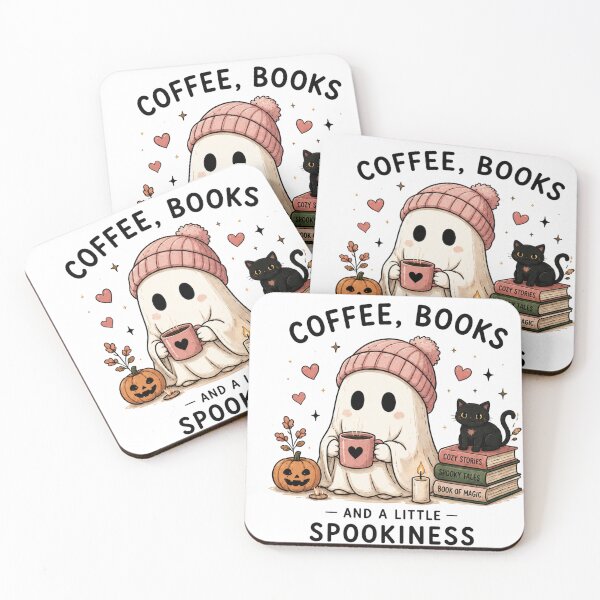Item preview, Cute Ghost Coffee Books and a Little Spookiness | Cozy Halloween Reading Design designed and sold by 1234saad.