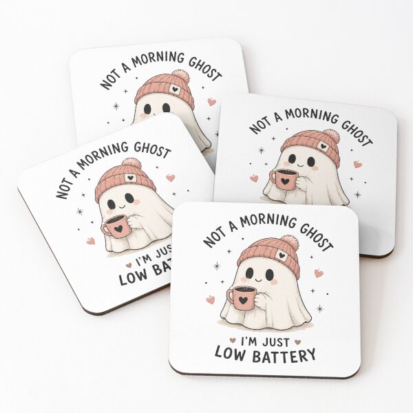 Item preview, Not a Morning Ghost, Just Low Battery – Cute Ghost Drinking Coffee Halloween Shirt designed and sold by 1234saad.
