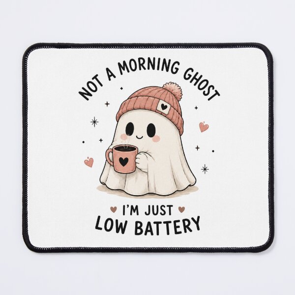 Item preview, Not a Morning Ghost, Just Low Battery – Cute Ghost Drinking Coffee Halloween Shirt designed and sold by 1234saad.