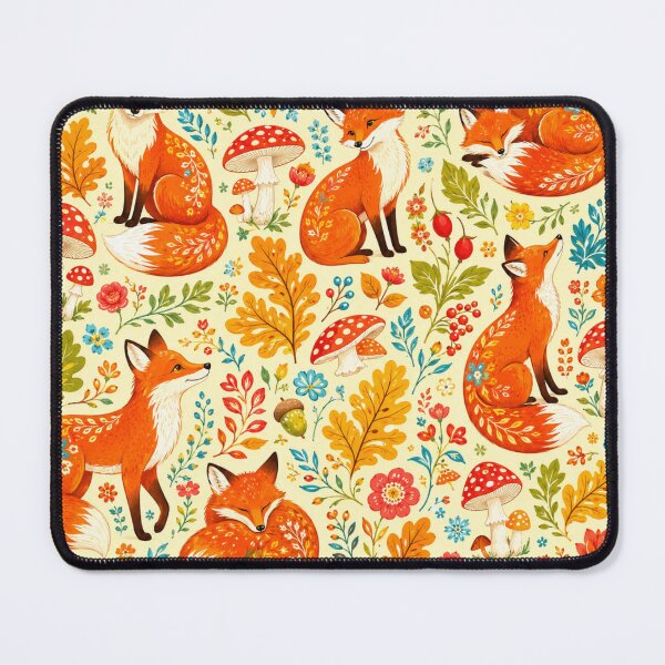 Item preview, Happy Folk Art Fox Forest Autumn Pattern designed and sold by RoPrincess.