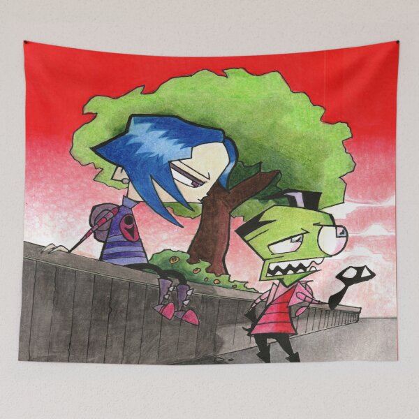 Item preview, Alien Couple Under Red Sky Valentine Illustration designed and sold by CuervoRonronero.