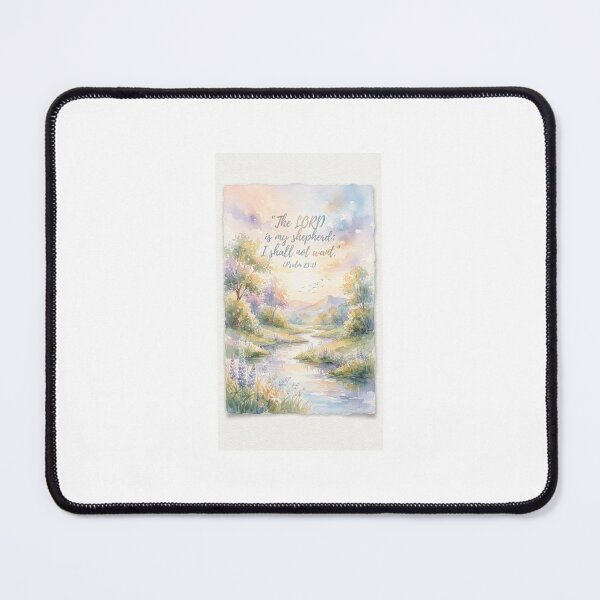 Item preview, Serene Waters Watercolor Print | Psalm 23:1 Scripture Wall Art | Pastel Nature Landscape designed and sold by D Digital Art.