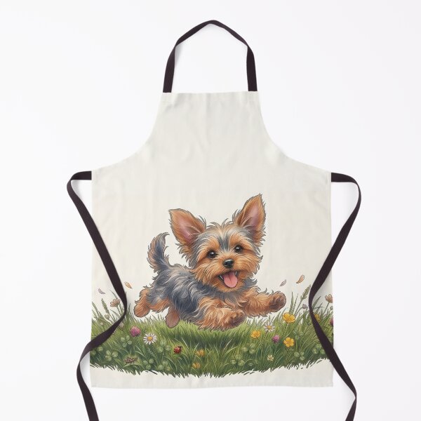 Item preview, Playful Yorkshire Terrier in Wildflower Meadow Line Art Illustration designed and sold by jo-e-basta.