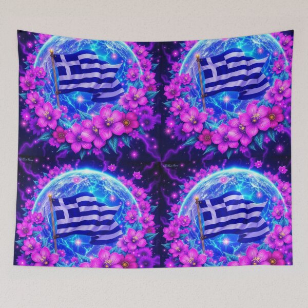 Item preview, Sparkly Greece Flag designed and sold by Harmonious Art.