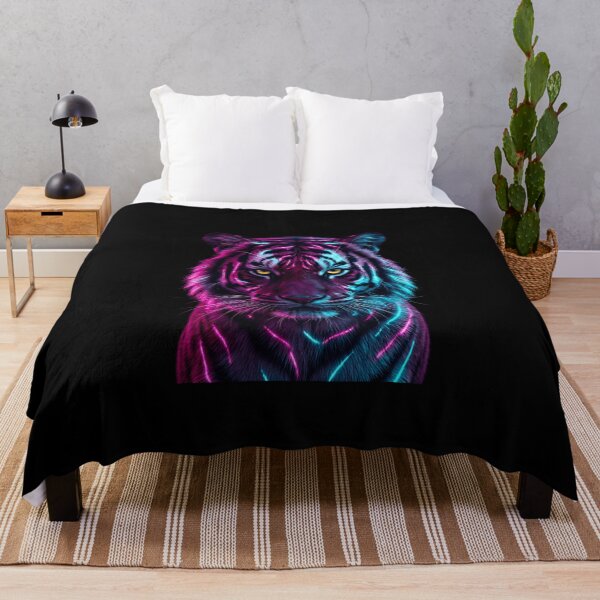 Item preview, Neon Cyber Tiger Cyberpunk Synthwave Apex Predator designed and sold by Velustro Shop.