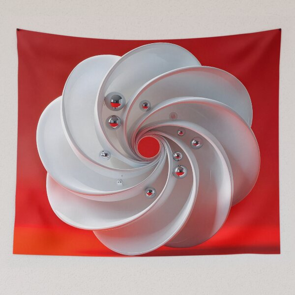 Item preview, Swirling White Discs on Red designed and sold by Vicky Brago-Mitchell®.
