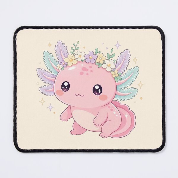 Item preview, Cute Pink Kawaii Axolotl with Flower Crown  designed and sold by SweetLilith.