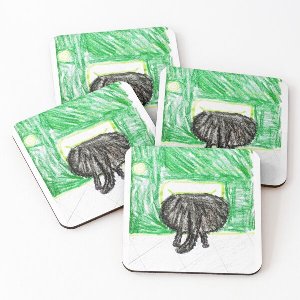 Item preview, Funny Fluffy Cat Butt in Pet Door Crayon Illustration  designed and sold by tdwngplum.