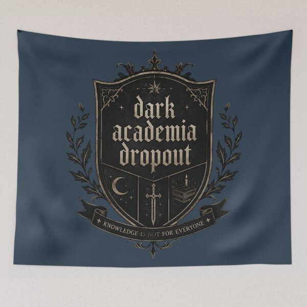 Item preview, Dark Academia Dropout — Gothic Crest Heraldic Art Print | Knowledge Is Not for Everyone, Scholar Gift designed and sold by ArtofDari.