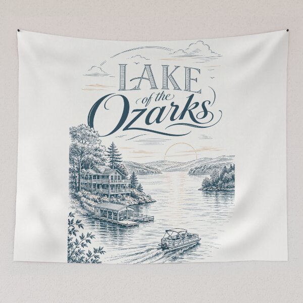 Item preview, Lake of the Ozarks Missouri shoreline with Bagnell Dam and Osage Beach designed and sold by Places On Earth.