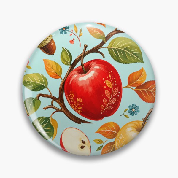 Item preview, Happy Autumn Apple Orchard Folk Art Pattern designed and sold by RoPrincess.