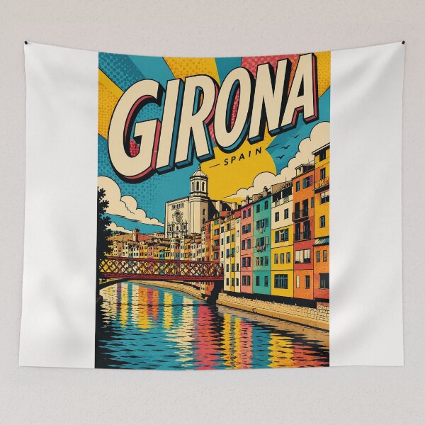 Item preview, Girona Catalonia with Onyar River and Eiffel Bridge designed and sold by Places On Earth.