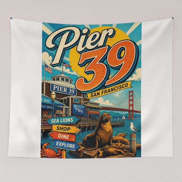 Item preview, Pier 39 San Francisco with Golden Gate Bridge and Fishermans Wharf designed and sold by Places On Earth.