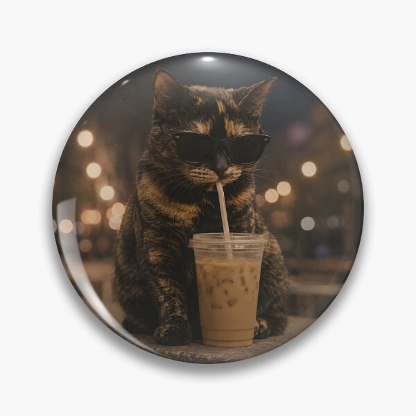 Item preview, Tortoiseshell Cat Drinking Iced Coffee designed and sold by CelidaBonde.
