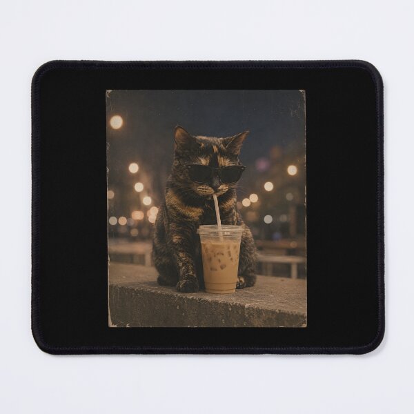 Item preview, Tortoiseshell Cat Drinking Iced Coffee designed and sold by CelidaBonde.
