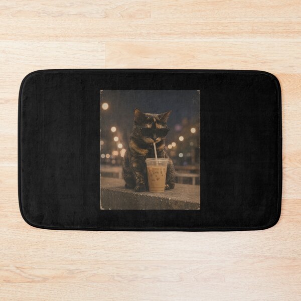 Item preview, Tortoiseshell Cat Drinking Iced Coffee designed and sold by CelidaBonde.