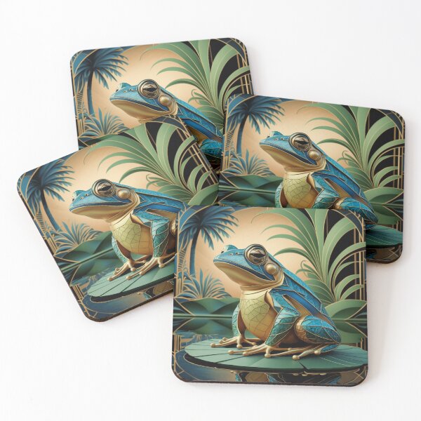 Item preview, Art. Deco Blue Frog designed and sold by StudioInTheBack.