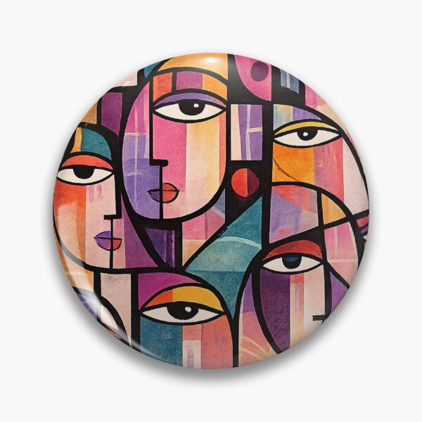 Item preview, Colorful Cubist Faces | Abstract Modern Portrait Wall Art designed and sold by ravuh.