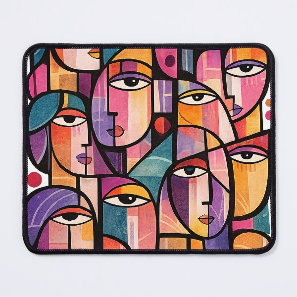 Item preview, Colorful Cubist Faces | Abstract Modern Portrait Wall Art designed and sold by ravuh.