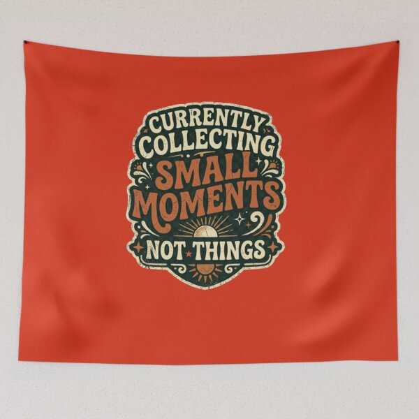 Item preview, Currently Collecting Small Moments Not Things Retro Inspirational Quote Shirt designed and sold by Artbysarmina.