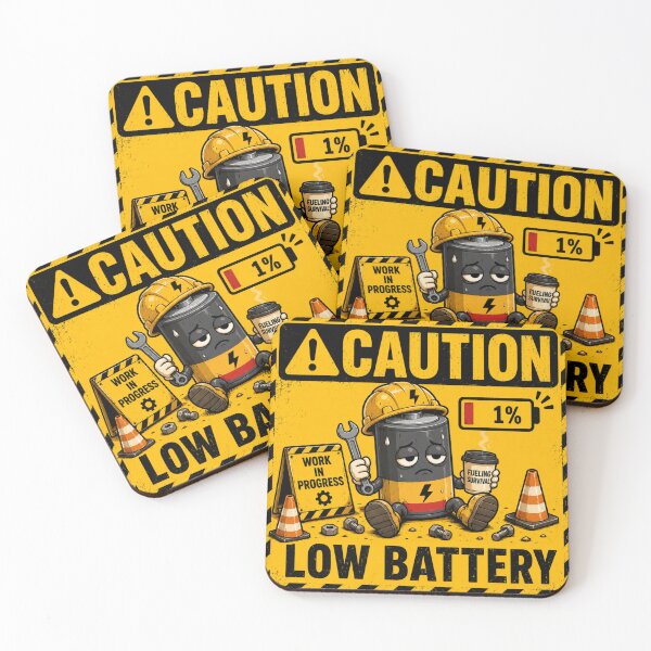 Item preview, Caution Low Battery Funny Warning Sign | Running on 1% Energy designed and sold by FuzzDrive.