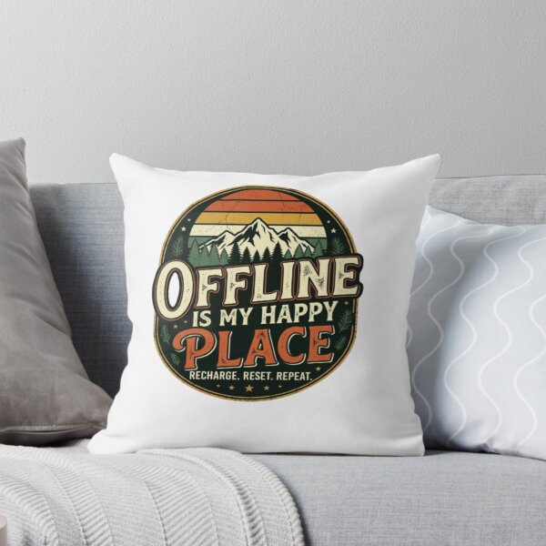 Item preview, Offline Is My Happy Place Vintage Camping Nature Retro Adventure T-Shirt designed and sold by Artbysarmina.