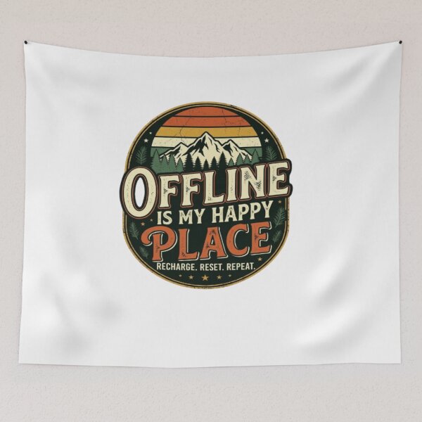 Item preview, Offline Is My Happy Place Vintage Camping Nature Retro Adventure T-Shirt designed and sold by Artbysarmina.