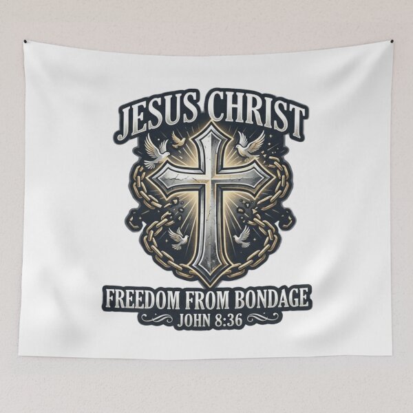 Item preview, Jesus Christ Faith Cross Broken Chains - Freedom from Bondage - John 8:36 Christian T-Shirt designed and sold by graceformen.