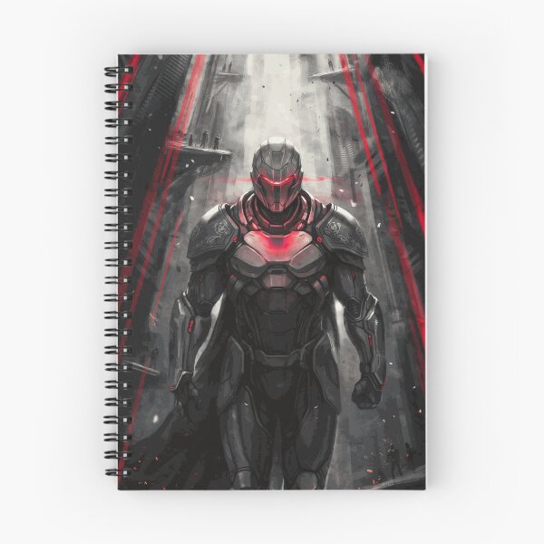 Item preview, Red Cyber Soldier Walking Through a Futuristic Dystopian Megacity designed and sold by Nereovalera64.