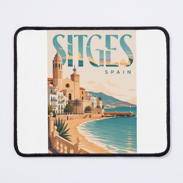 Item preview, Sitges Spain Mediterranean Seaside with Historic Church and Coastline designed and sold by Aryabek.