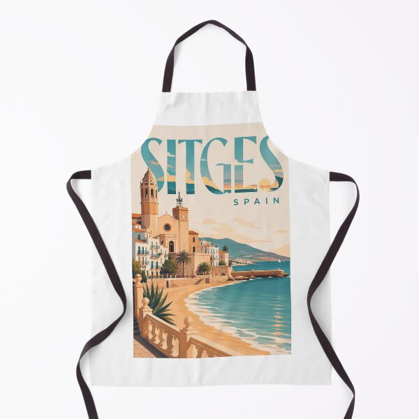 Item preview, Sitges Spain Mediterranean Seaside with Historic Church and Coastline designed and sold by Aryabek.