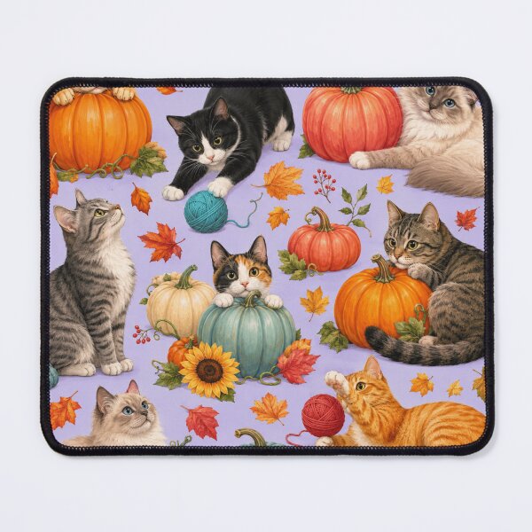 Item preview, Cozy Cats in the Colorful Pumpkin Patch designed and sold by RoPrincess.