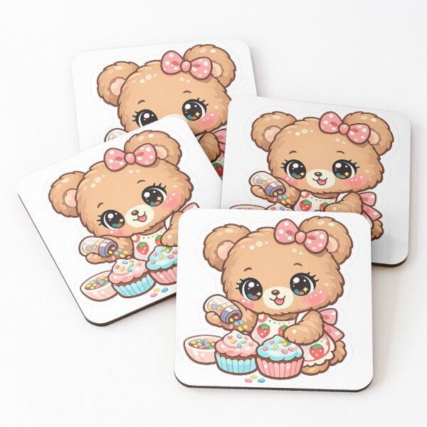 Item preview, Tiny Teddy Bear Decorating Cupcakes Sticker | Kawaii Bear Baker | Cute Pastel Dessert Die-Cut Sticker designed and sold by Sidra digital art 8277237.