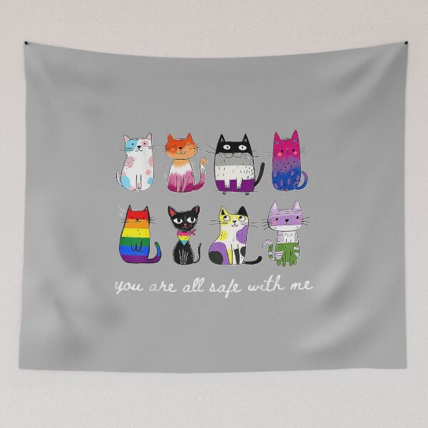Item preview, You are All Safe with Me Cute Cat Pride Month LGBT Support designed and sold by ArleneRowe.
